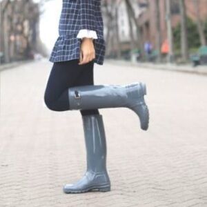 Hunter Gull Grey Tall Gloss Rainboots